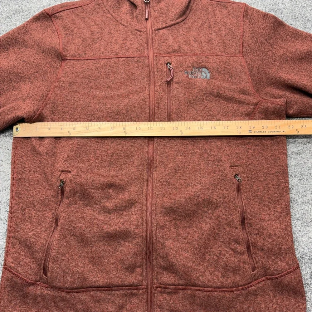 The North Face Mens Gordon Lyons Full Zip Hoodie Red Heather Fleece Jacket L